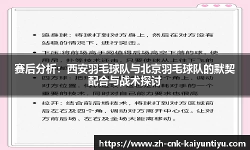 赛后分析：西安羽毛球队与北京羽毛球队的默契配合与战术探讨